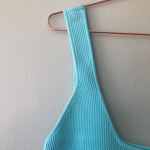COTTON:ON Square Neck Plus Size Aqua Ribbed Crop Tank. New with Tags - Picture 6 of 10